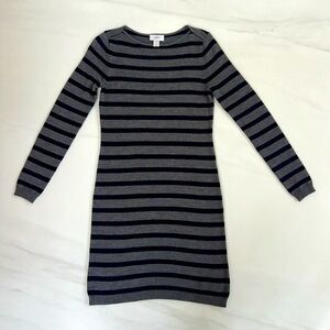 New Ann Taylor Loft Grey and Navy Blue Striped Sweater Dress - S